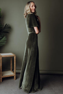 Meghan Velvet Wrap Maxi Dress | Olive ...